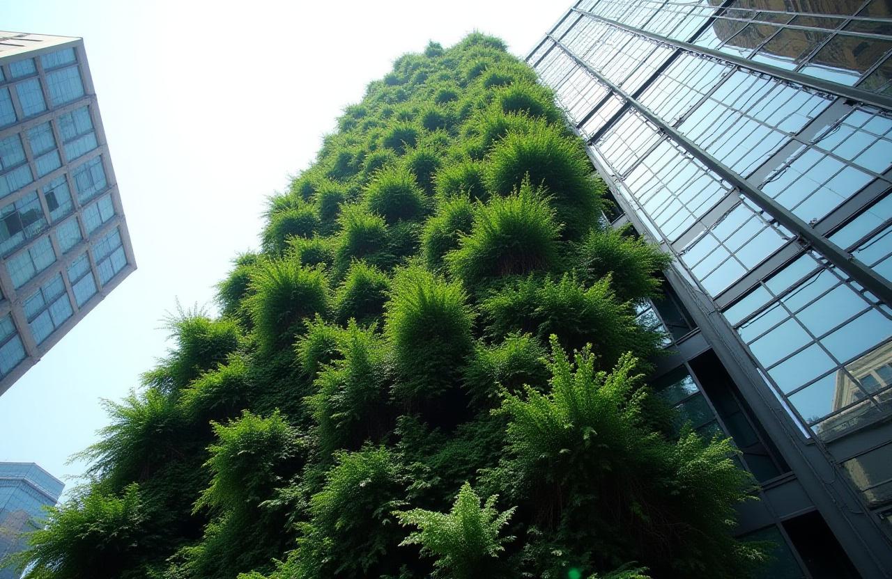 Giant vertical green wall on a Manhattan skyscraper