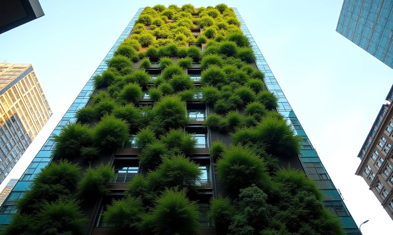 Lush external vertical garden facade
