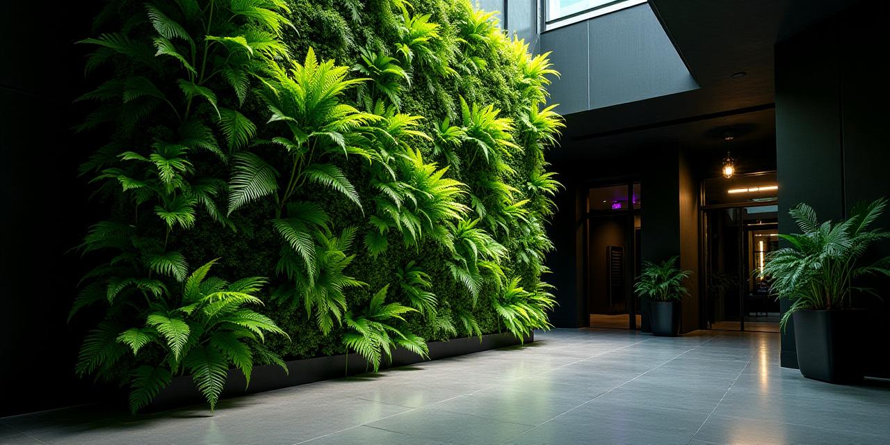 Lush indoor vertical garden wall