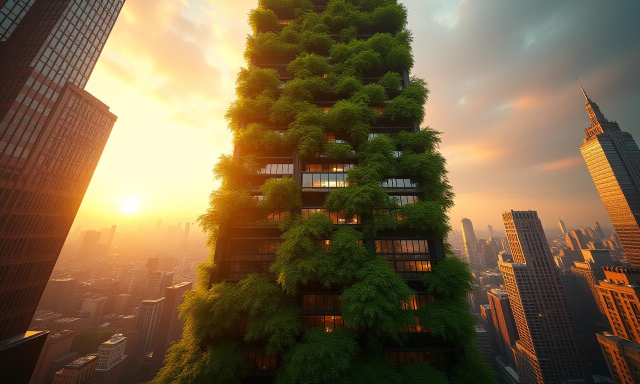 Lush vertical garden on a New York skyscraper