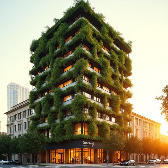Large scale exterior living wall